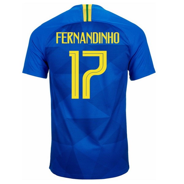 Camiseta Brasil 2ª Fernandinho 2018 Azul